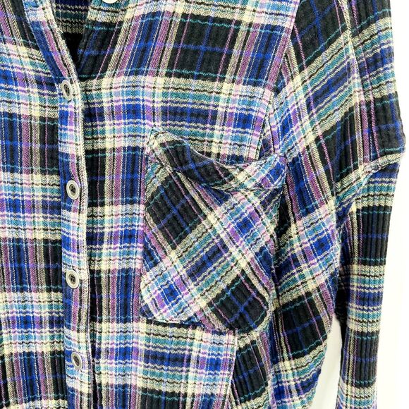 Free People Juniper Ridge Button Down Plaid Tunic Shirt, Size Small, Grunge - Picture 9 of 16
